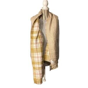 Charter Club Tan White Plaid Cozy Blanket Scarf Women’s
